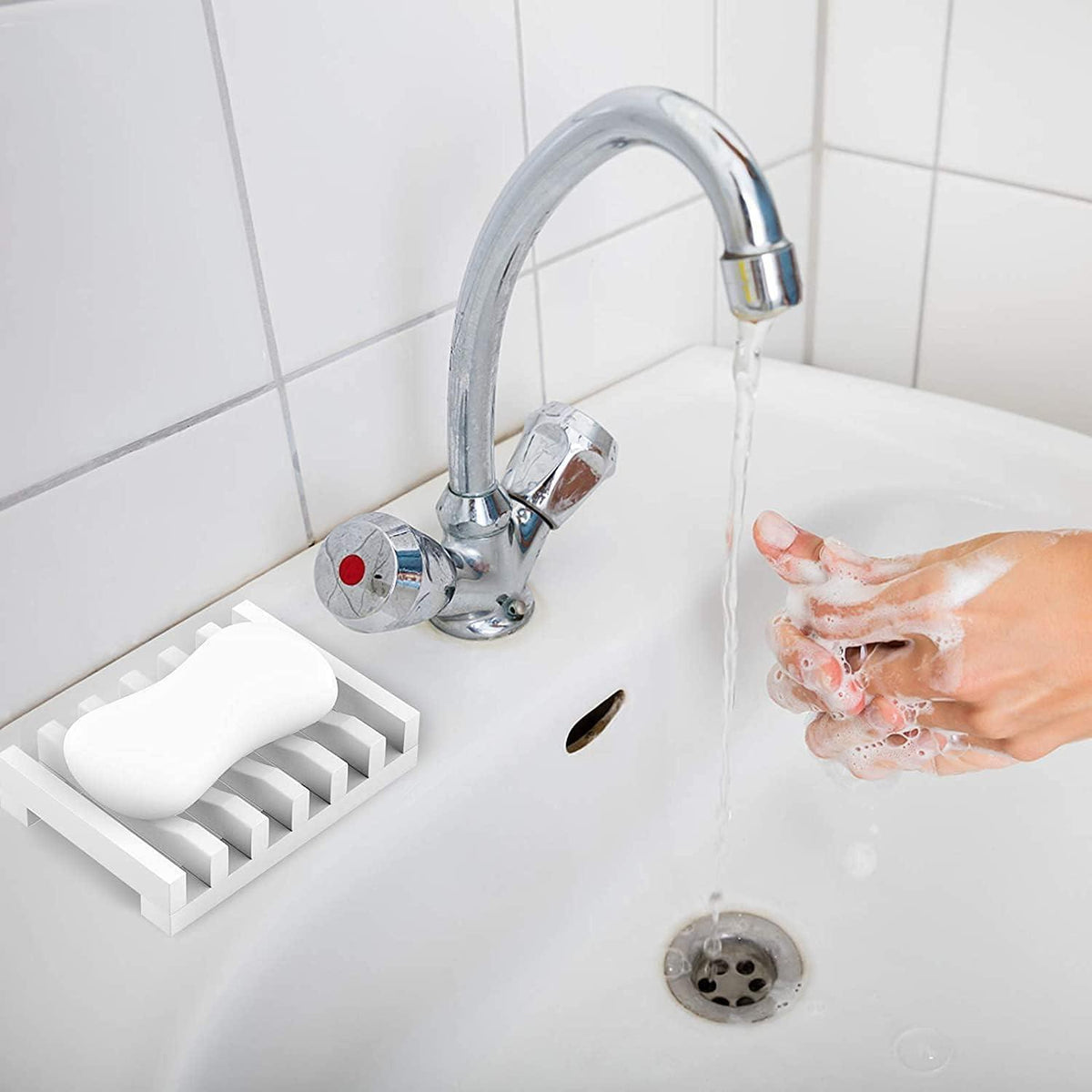 Silikon Seifenschale 2er-Pack mit Drainage – Weiß