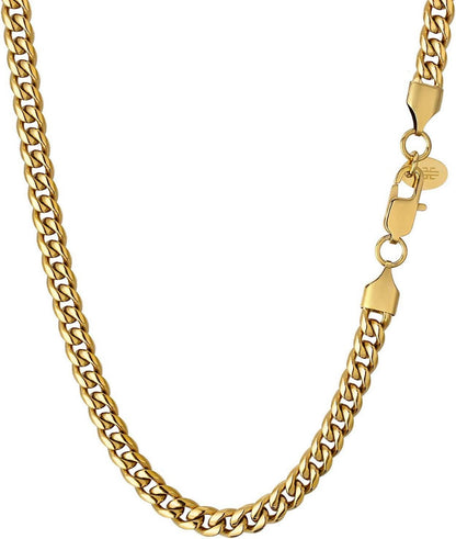 Kette Herren 18K Gold Cuban Link Chain 66cm 6mm Silver Gold