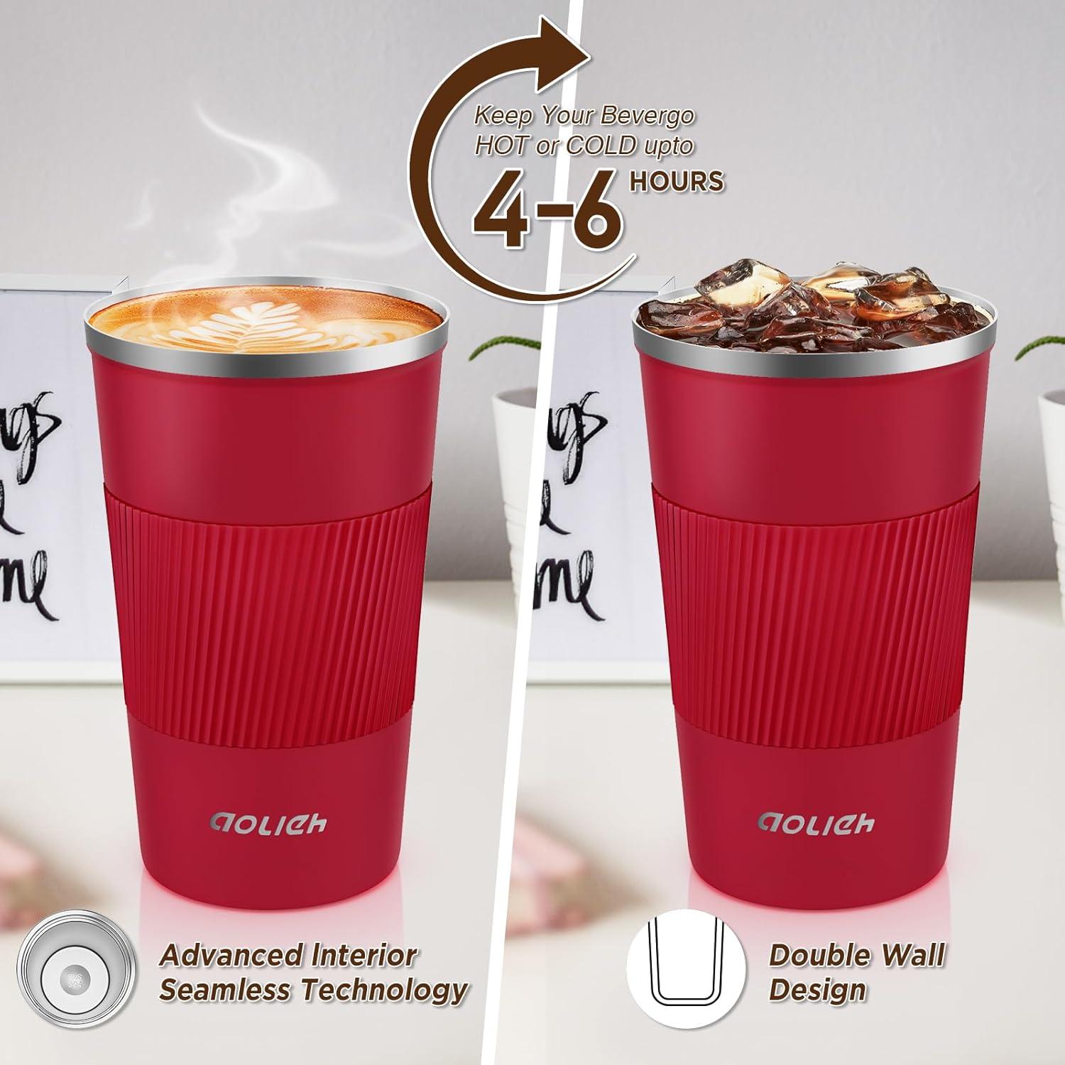 Thermobecher Edelstahl Isolierbecher Travel Mug Kaffeebecher Rot 510ML