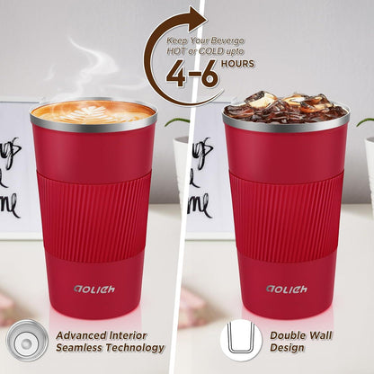 Thermobecher Edelstahl Isolierbecher Travel Mug Kaffeebecher Rot 510ML