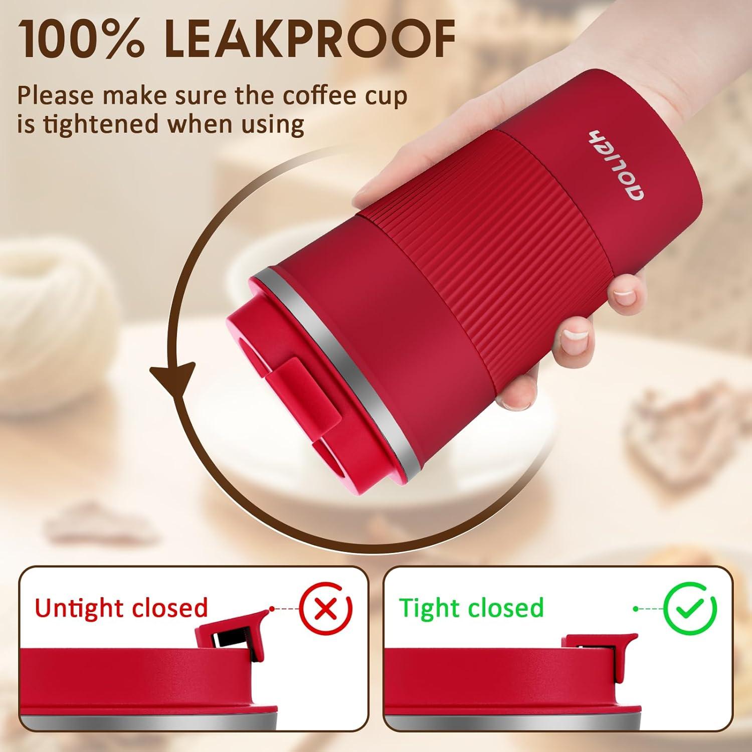 Aolieh Thermobecher Kaffeebecher Edelstahl Isolierbecher 510ml Rot