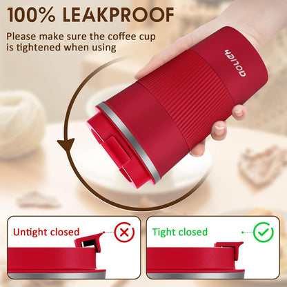 Aolieh Thermobecher Kaffeebecher Edelstahl Isolierbecher 510ml Rot