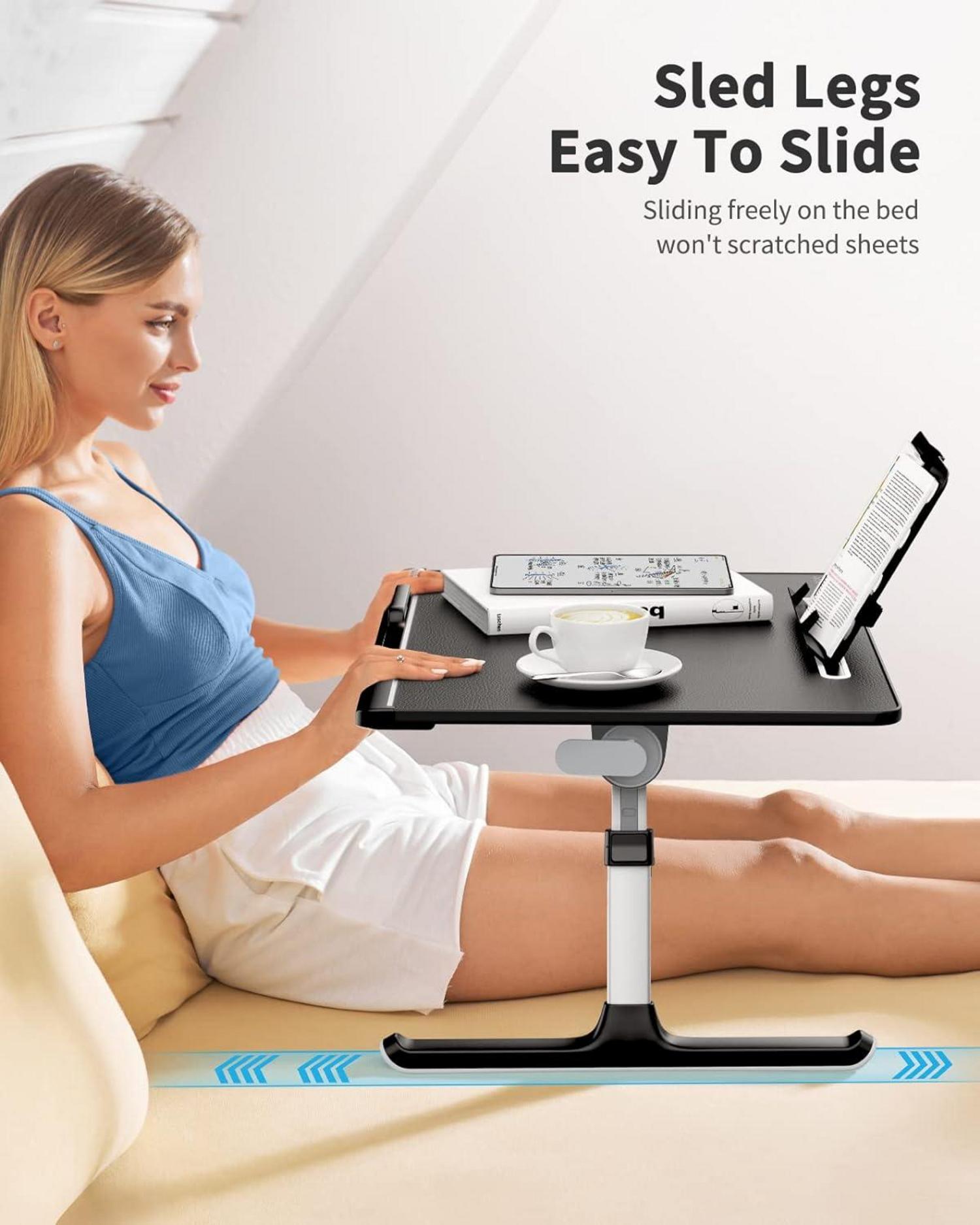 Laptop Tisch SAIJI 60x45cm groß Multifunktion Bett Höhen Winkel verstellbar Buchständer Schublade Tablet Schlitz