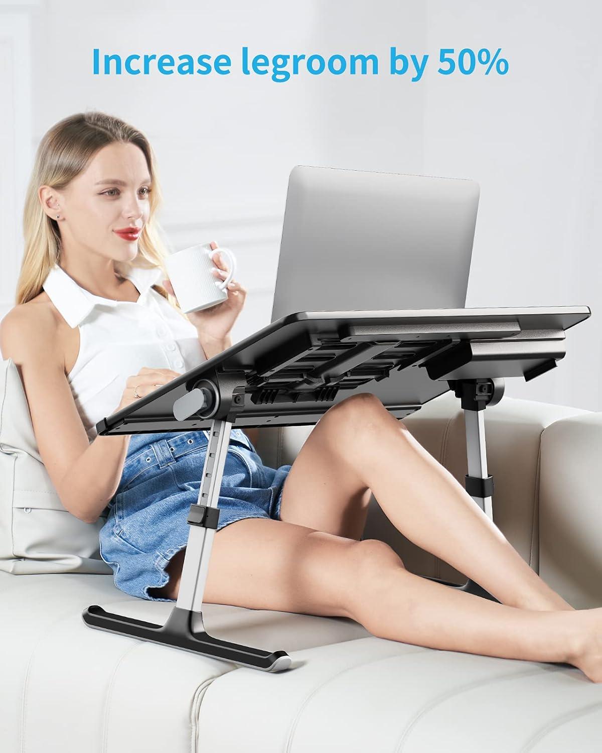 Laptop Tisch SAIJI 60x45cm groß Multifunktion Bett Höhen Winkel verstellbar Buchständer Schublade Tablet Schlitz