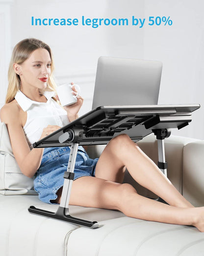 Laptop Tisch SAIJI 60x45cm groß Multifunktion Bett Höhen Winkel verstellbar Buchständer Schublade Tablet Schlitz