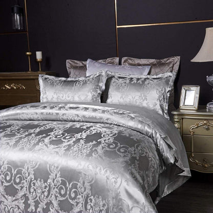 Satin Bettwäsche Set 220x240cm Grau Silber Wendebettwäsche