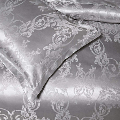 Silberne Bettwäsche 135x200 cm, 2-teilig, Grau, Satin & Jacquard