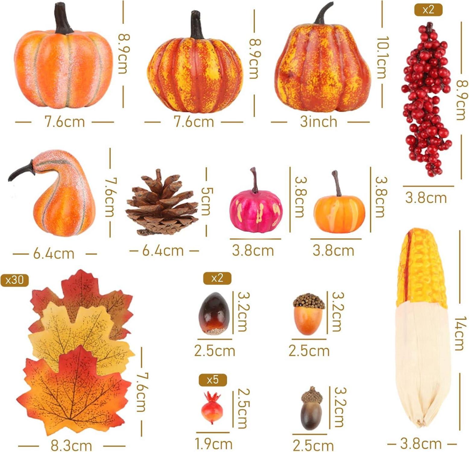 Künstliche Früchte Set 49 Stück Herbstdeko Halloween