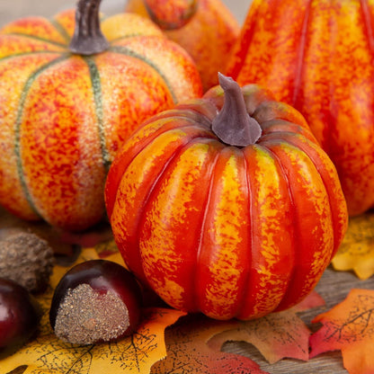 Künstliche Halloween Deko Set, 49-teilig Ahornblättern Kürbisse Tannenzapfen Eicheln