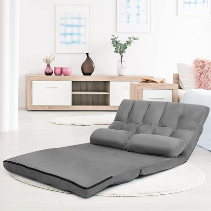 2-Sitzer Bodensofa mit Schlaffunktion & 6-stufiger Verstellung (Grau)