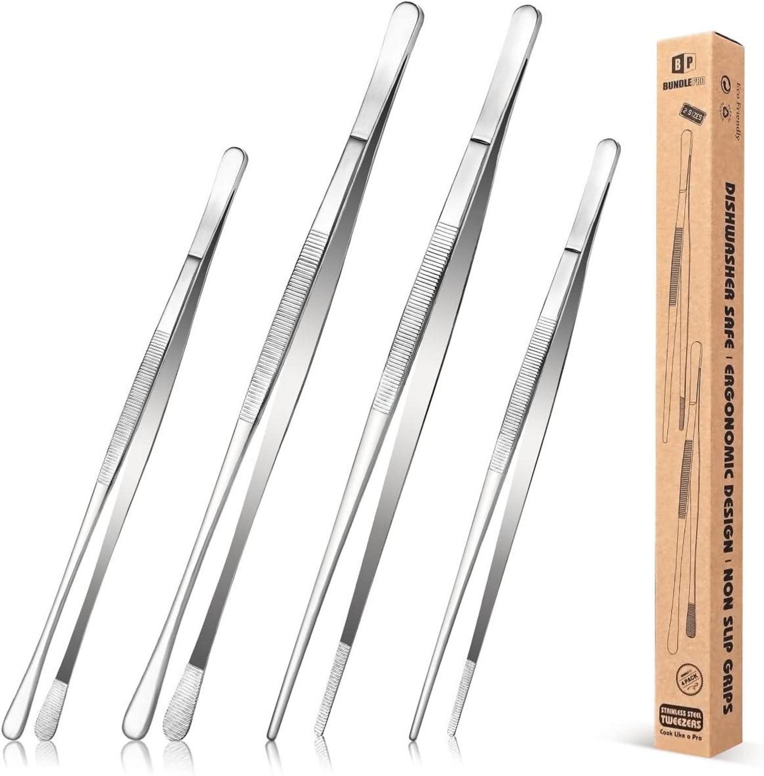 Pinzettenzangen Set 4 Stk Edelstahl Küchenpinzette Kochen Grillen