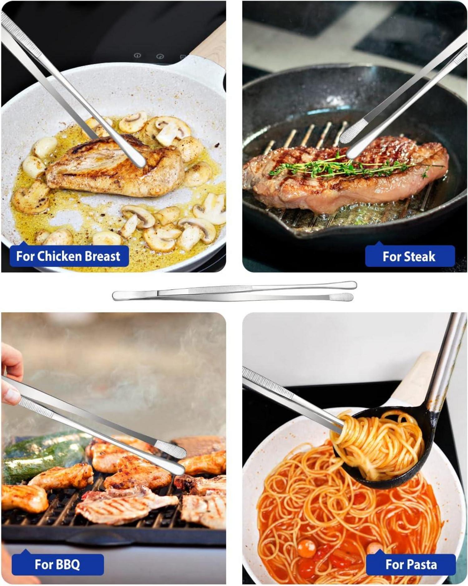 Pinzettenzangen Set 4 Stk Edelstahl Küchenpinzette Kochen Grillen