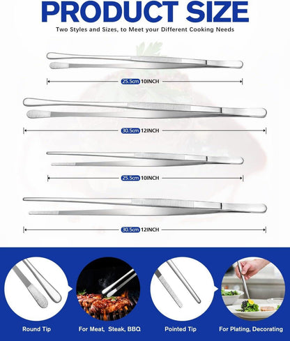 Pinzetten Set 4 Stück Edelstahl Profi Küchenpinzette Kochen Grillen Meeresfrüchte