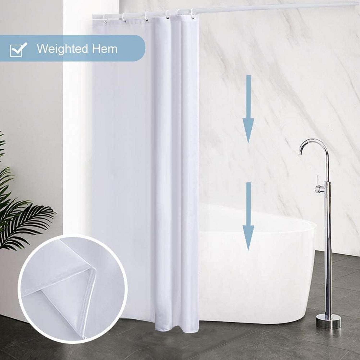 Schmaler Duschvorhang Polyester Weiß Wasserabweisend 100x200 cm
