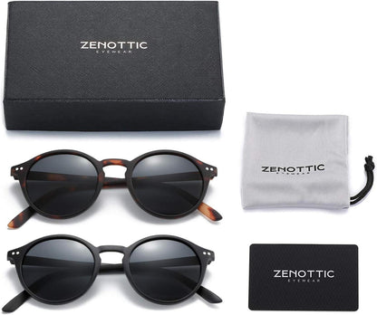 Polarisierte Sonnenbrille 2er Pack Vintage Retro Runde Quadratische UV400