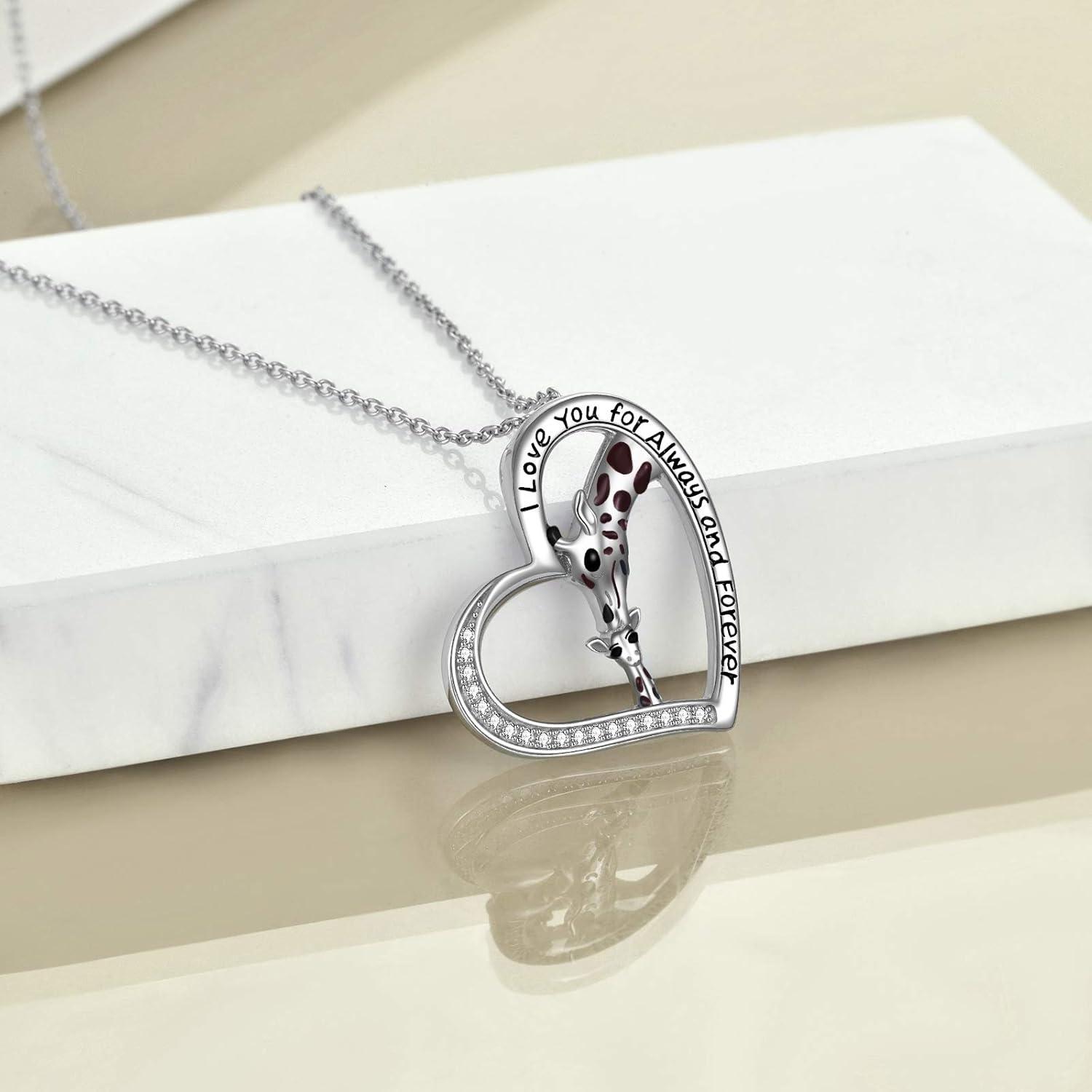 Giraffen Mutter-Tochter Halskette - 925 Sterling-Silber - Geschenkbox