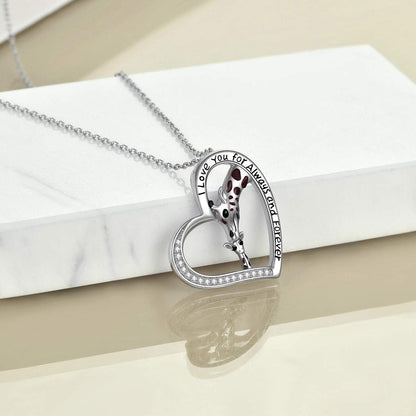 Giraffen Mutter-Tochter Halskette - 925 Sterling-Silber - Geschenkbox