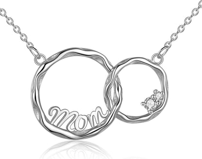 925 Sterling Silber Interlocking Doppel Circle Mutter Halskette