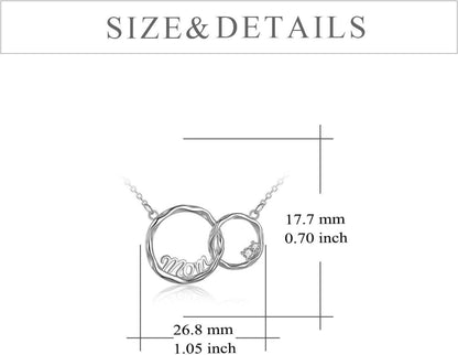 925 Sterling Silber Halskette Doppelkreis Muttertagsgeschenk