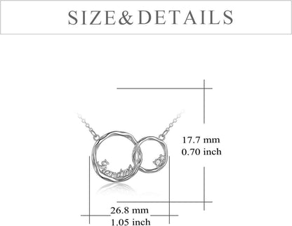 925 Sterling Silber Interlocking Double Circles Halskette für Großmutter - Geschenke Oma