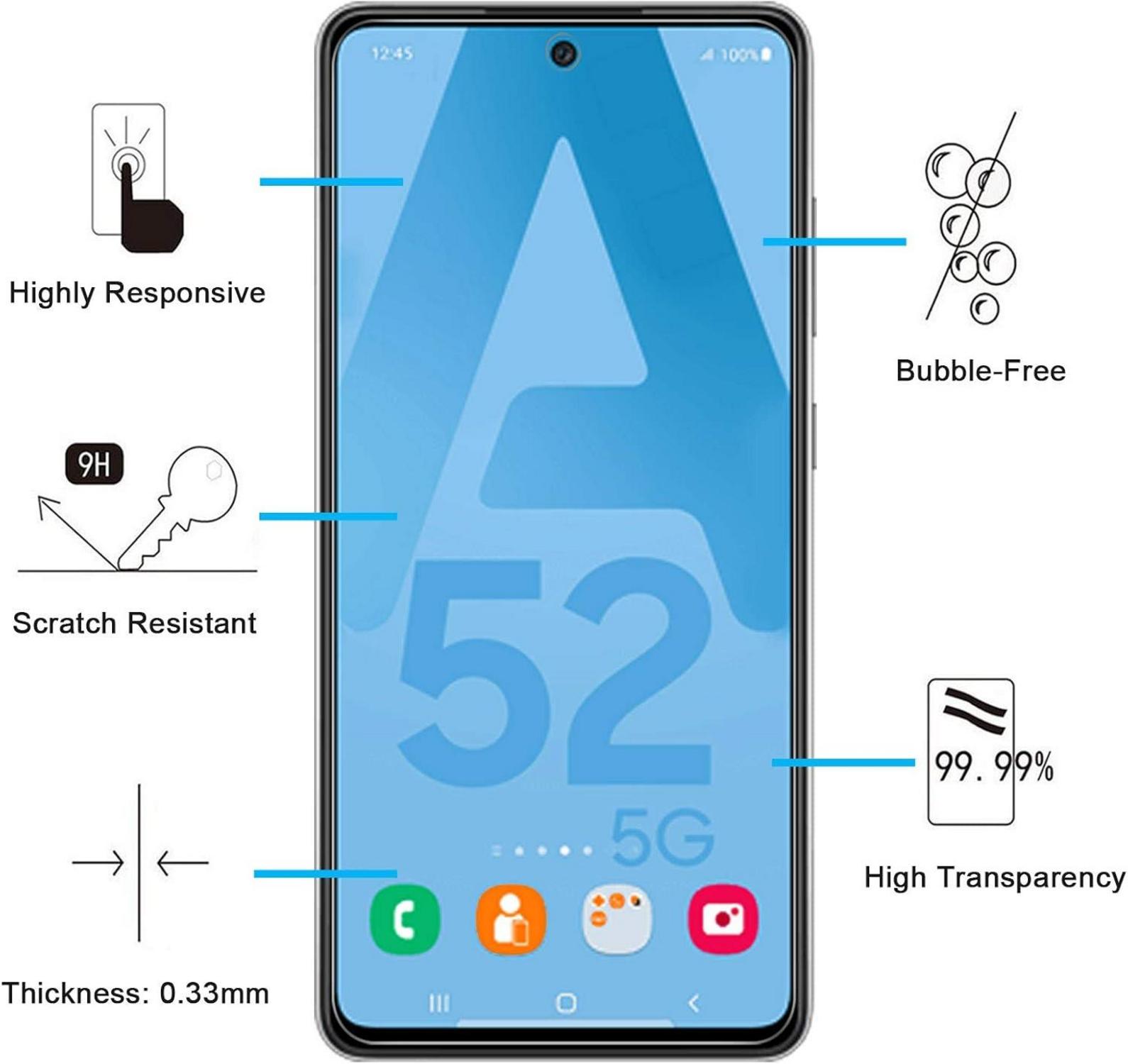 Panzer Schutz Glas Samsung Galaxy A52/A52 5G/A52S 5G 2er
