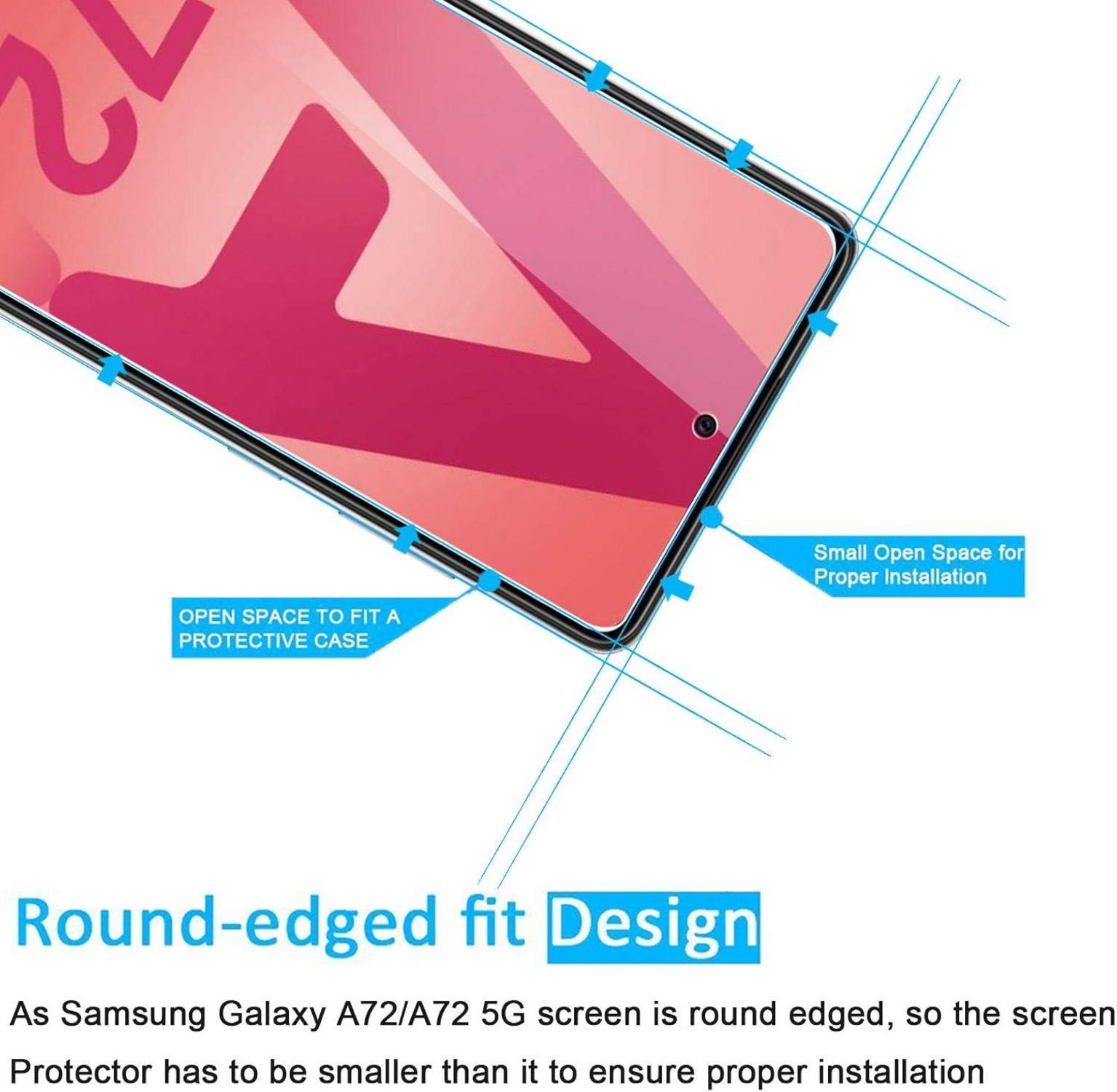 Panzer Schutz Glas Samsung Galaxy A72/A72 5G 2 Stück HD 9H Klar