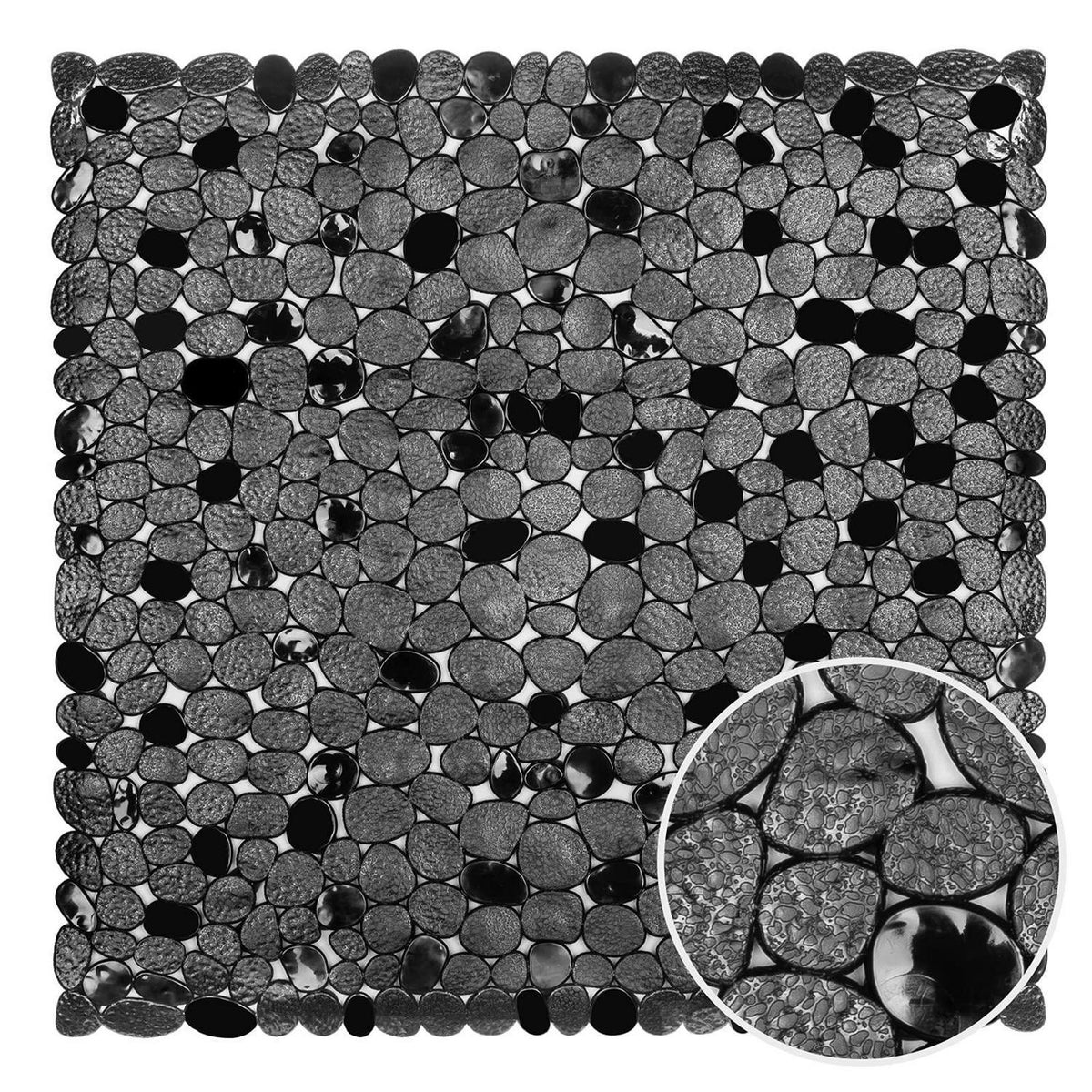 Antirutsch Duschmatte Schwarz 54x54 cm Quadratisch
