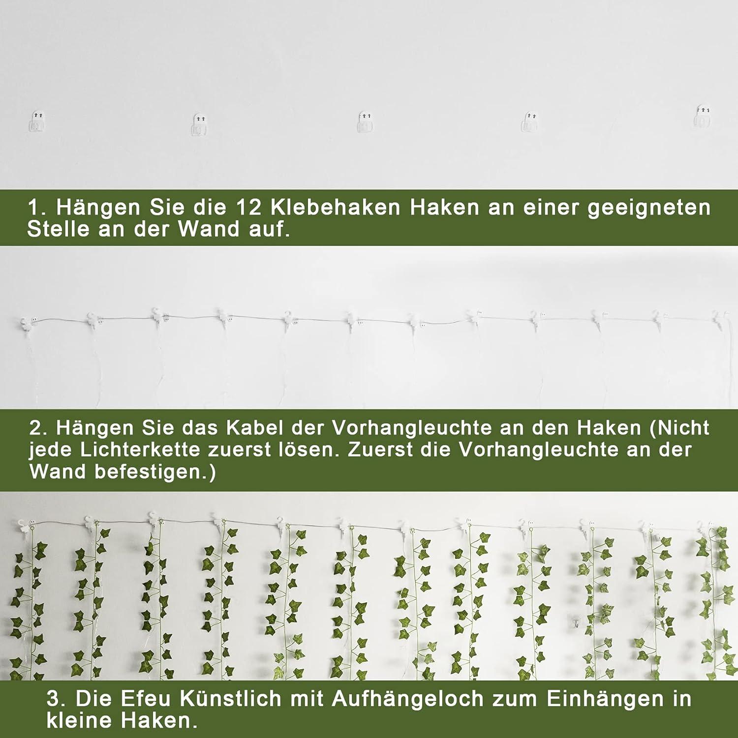 Efeu Künstlich Lichterkette 252 LEDs Vorhang Hochzeit Party