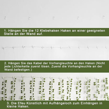 Efeu Künstlich Lichterkette 252 LEDs Vorhang Hochzeit Party