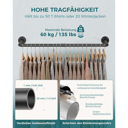 OROPY Industrieller Stil Rohr-Kleidergestell 2er Set Schwarz