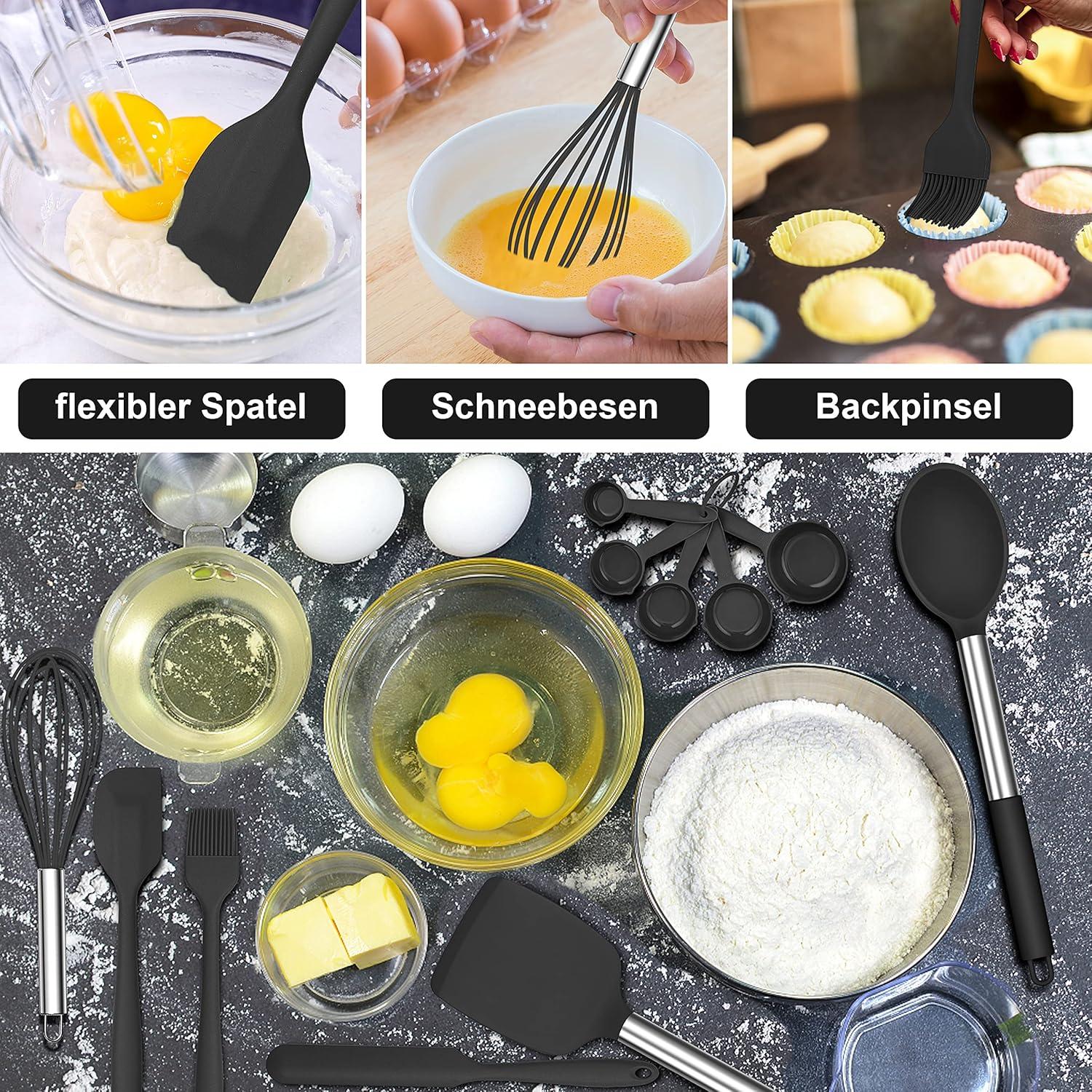 Herogo Küchenhelfer Set 25-teilig Silikon Edelstahlgriff Schwarz