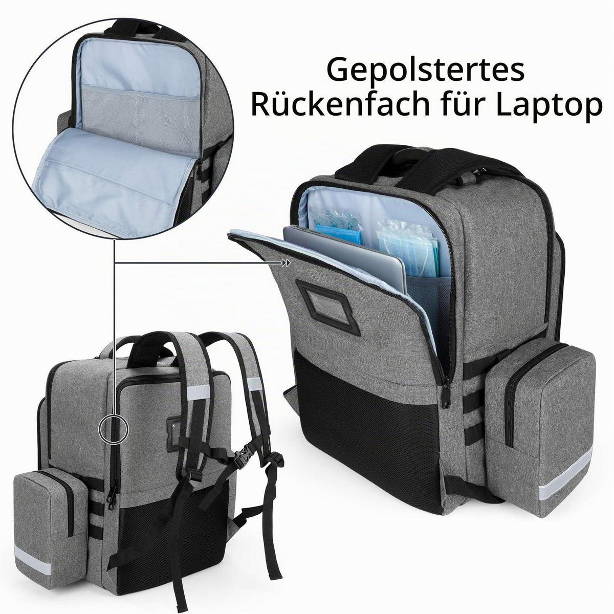 Erste Hilfe Rucksack Grau – Notfalltasche für Rettungsdienste