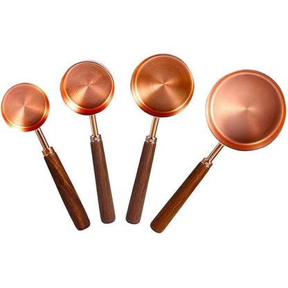 Edelstahl Messbecher-Set mit Holzgriff – 4er Set, Roségold