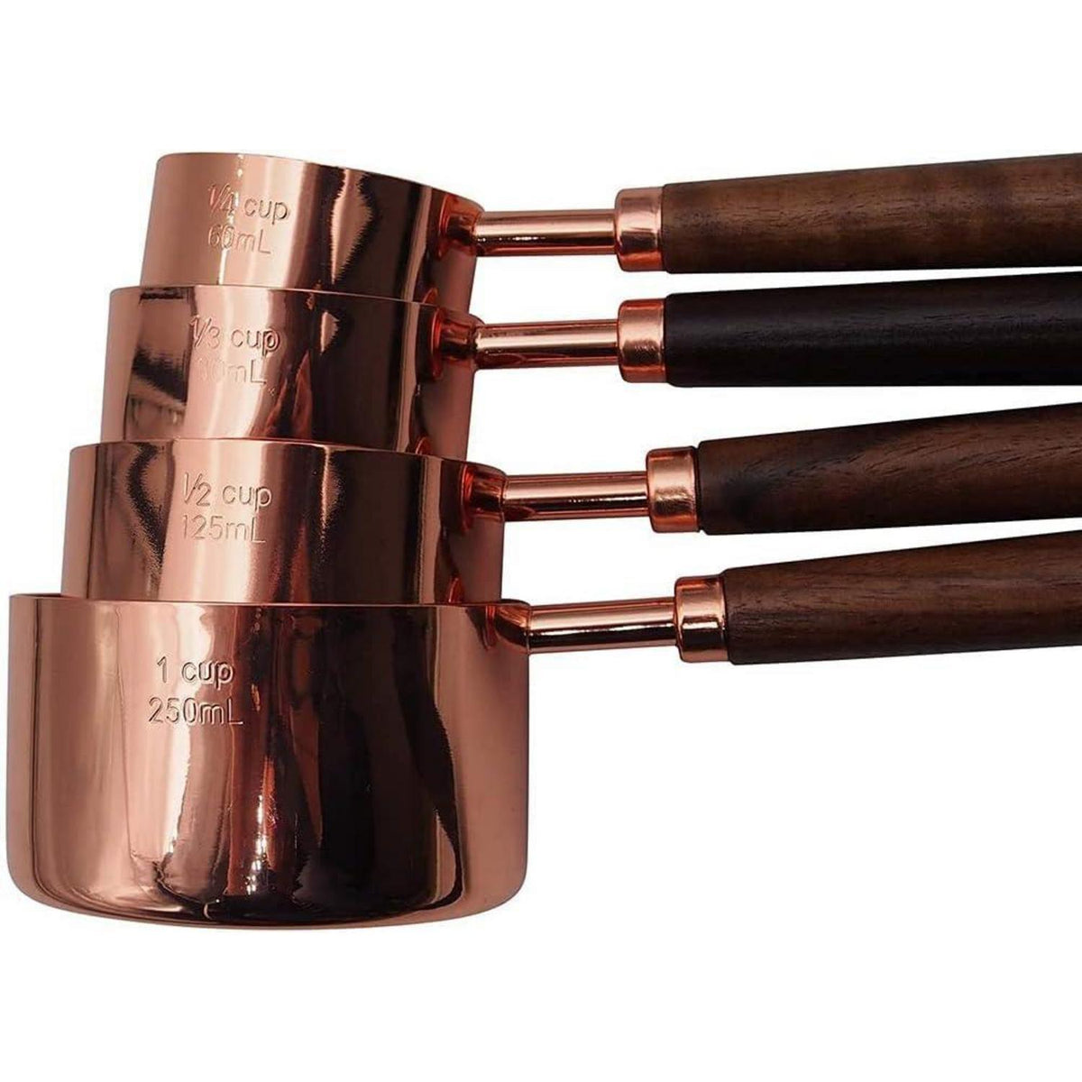 Edelstahl Messbecher-Set mit Holzgriff – 4er Set, Roségold