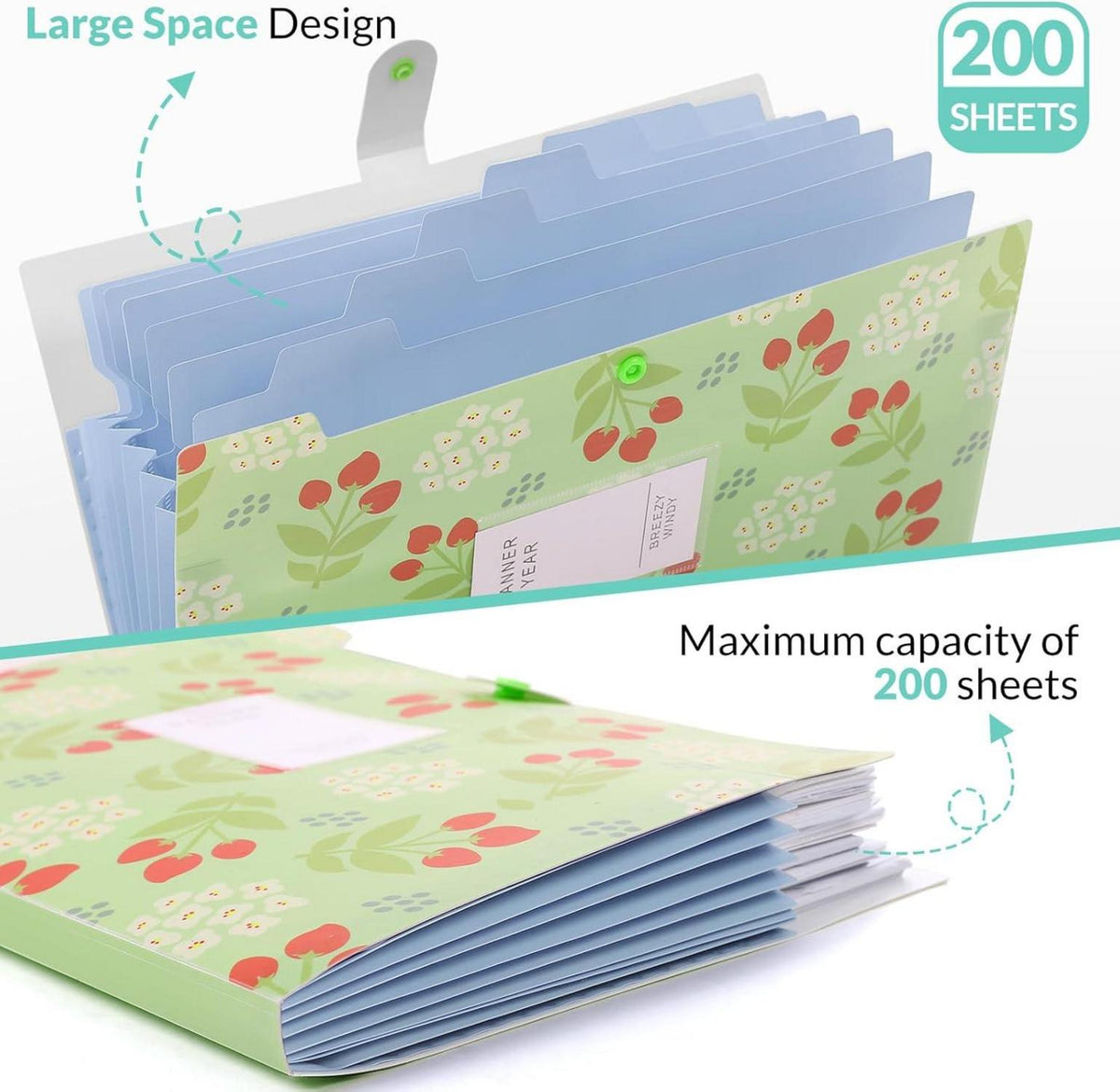 Fächermappe Dokumentenmappe A4 8 Tasche Floral Bedruckt Organizer