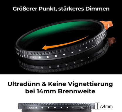 82mm Nano-X Variabler ND Filter ND2-400 mit Filtertasche