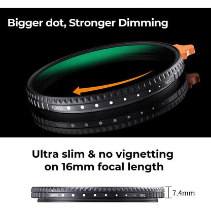 Variabler ND-Filter 62mm ND2-400 mit Hebel und Tasche