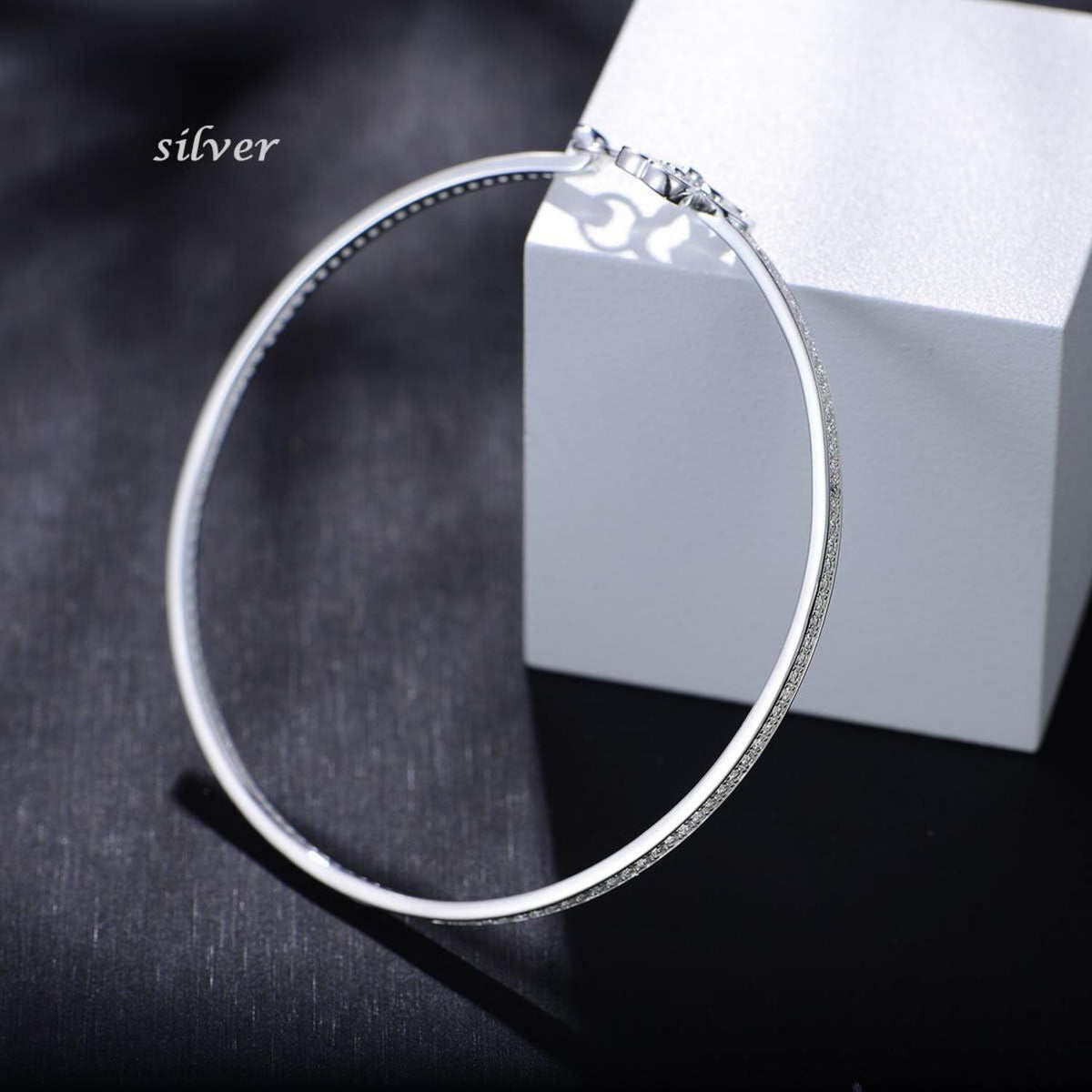 GW Armband Damen Silber 925 Zirkonia Kristall Blumen Armreif 17