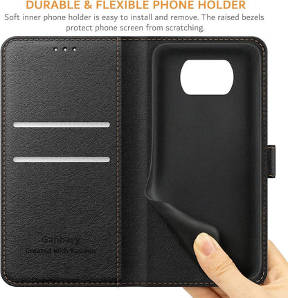 Ganbary Xiaomi Poco X3 Pro NFC Hülle Schwarz Magnet Standfunktion