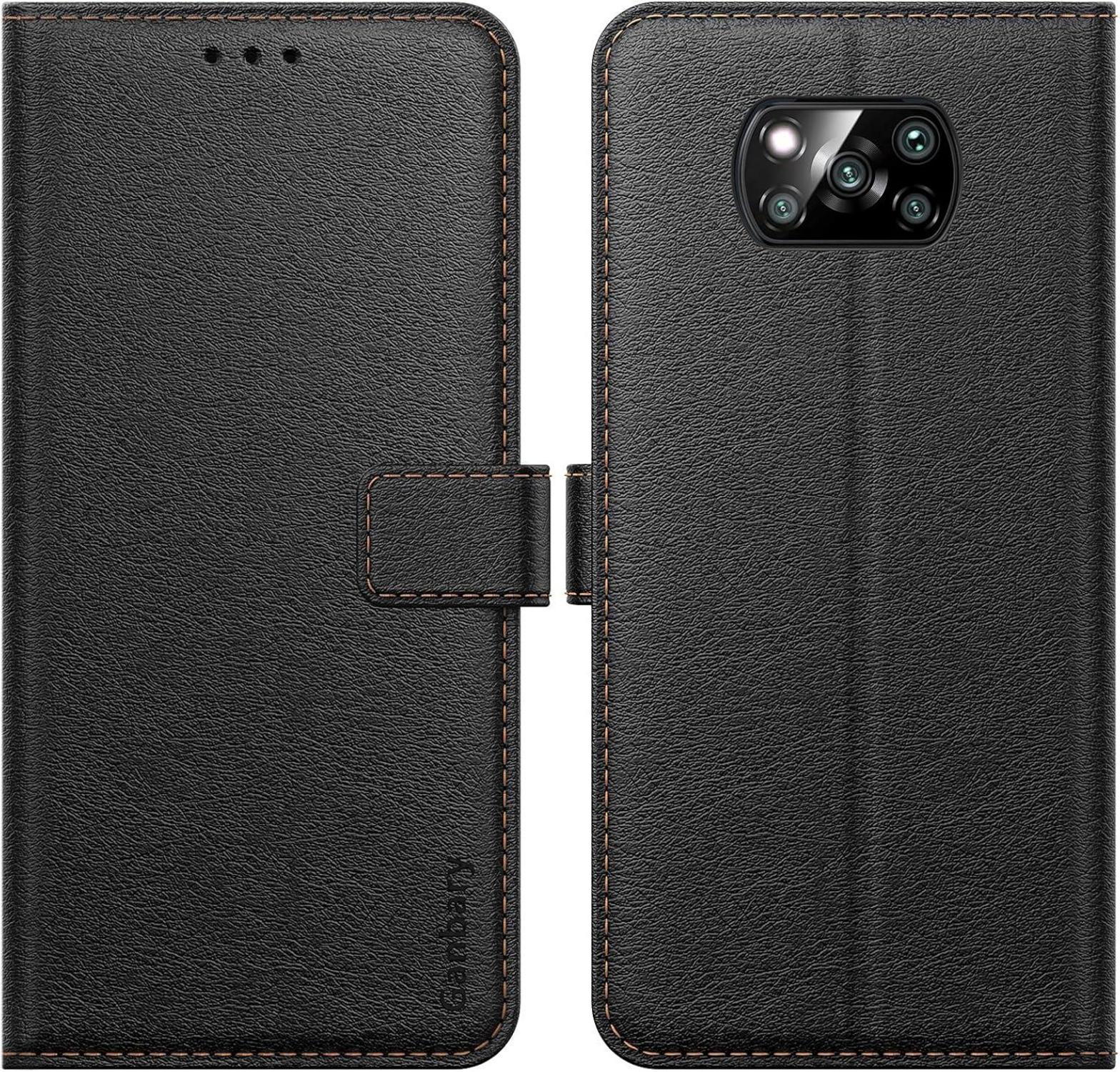 Ganbary Xiaomi Poco X3 Pro NFC Hülle Schwarz Magnet Standfunktion