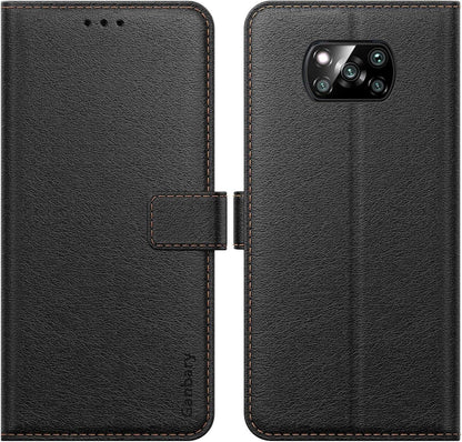 Ganbary Xiaomi Poco X3 Pro NFC Hülle Schwarz Magnet Standfunktion