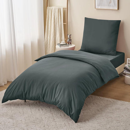 Bettwäsche 155x220 Anthrazit 2teilig mit Mikrofaser
