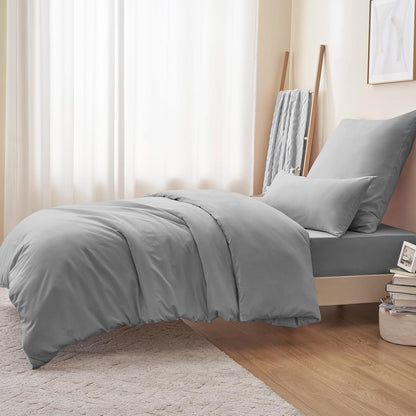 Bettwäsche 155x220 Grau Set mit Kissenbezug Mikrofaser Weich