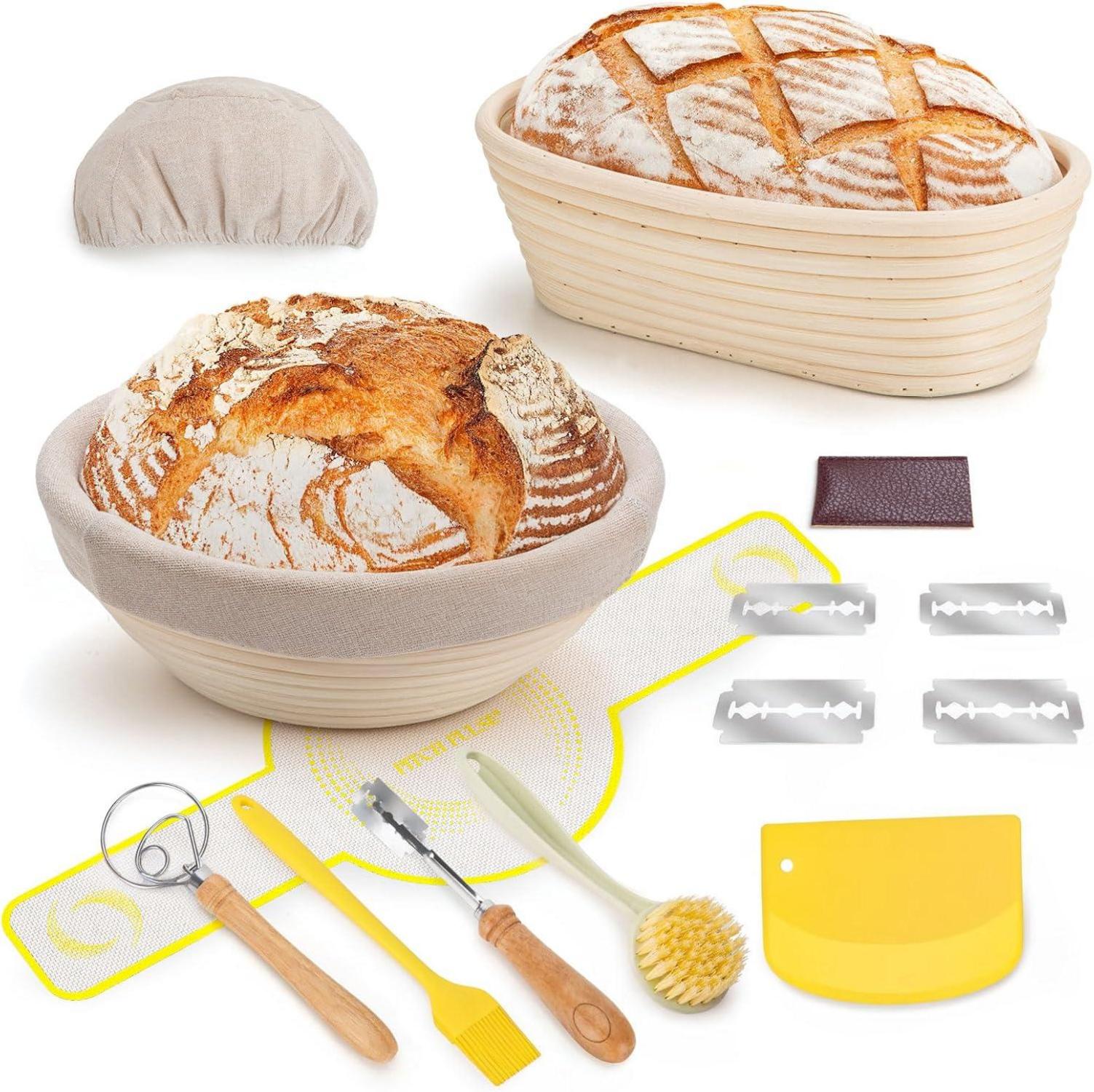 Gärkorb Set Brotback-Kit mit Zubehör und Brotmesser