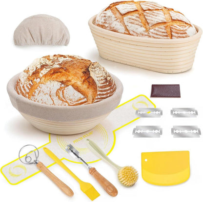 Gärkorb Set Brotback-Kit mit Zubehör und Brotmesser