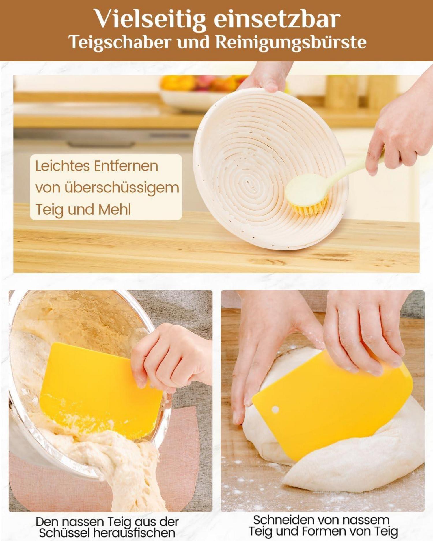 Brot Gärkorb Set Peddigrohr Banneton 23cm rund 25cm oval Backzubehör