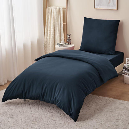 Bettwäsche Set 155x220 Blau Mikrofaser Reißverschluss