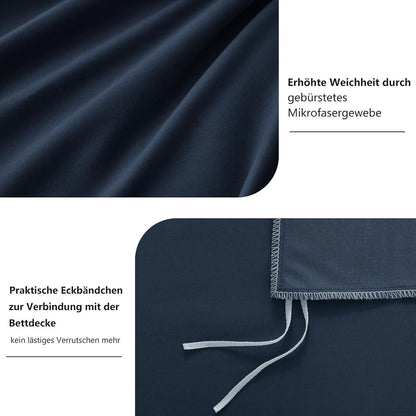Bettwäsche Set 155x220 Blau Mikrofaser Reißverschluss