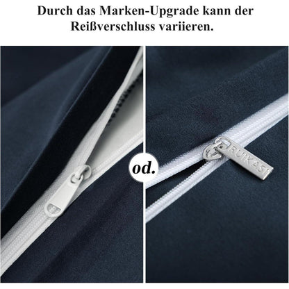 Bettwäsche Set 155x220 Blau Mikrofaser Reißverschluss