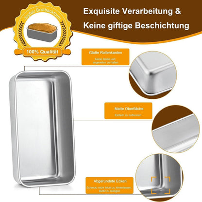 2er Set Edelstahl Brotbackform Kastenform 23x12x6cm Spülmaschinenfest